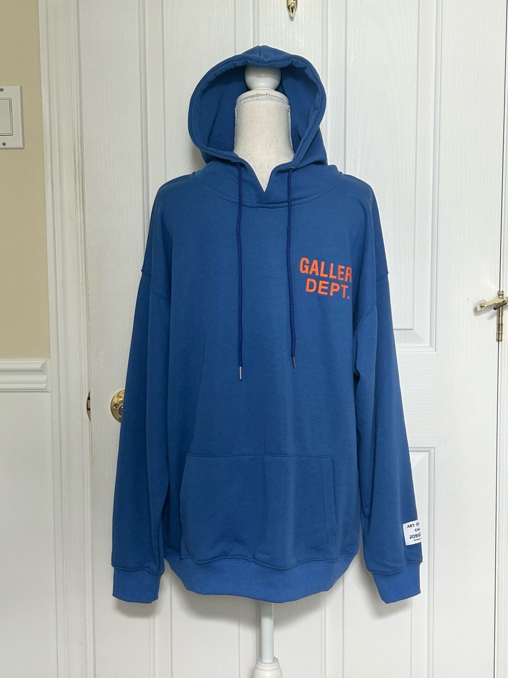 Men's Blue Pullover Hoodie, Size Large